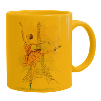 Ballerina in Paris, Ceramic coffee mug yellow, 330ml (1pcs)