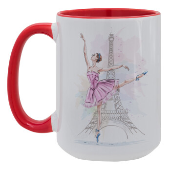 Ballerina in Paris, Κούπα Mega 15oz, κεραμική Κόκκινη, 450ml
