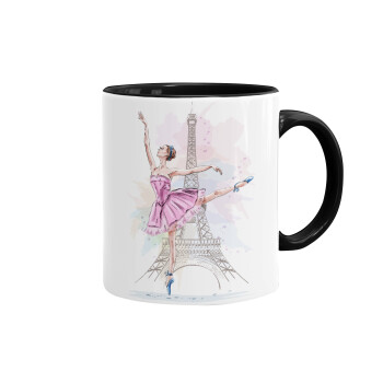 Ballerina in Paris, Mug colored black, ceramic, 330ml