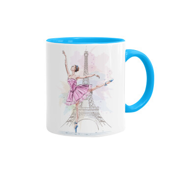 Ballerina in Paris, Mug colored light blue, ceramic, 330ml