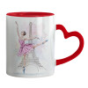 Mug heart red handle, ceramic, 330ml