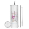 Eco friendly stainless steel tumbler 600ml, with metal straw & cleaning brush