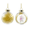 Transparent Christmas tree ball ornament with gold filling 8cm