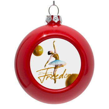 Gold Dancer, Red Christmas tree ornament bauble 8cm