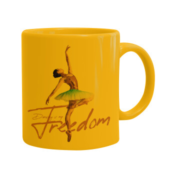 Gold Dancer, Ceramic coffee mug yellow, 330ml (1pcs)