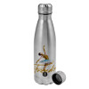 Metallic water bottle, stainless steel, 750ml