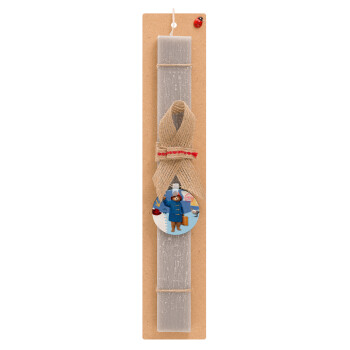 Αρκουδάκι Πάντινγκτον, Easter Set, wooden keychain & scented Easter candle flat (30cm) (GRAY)