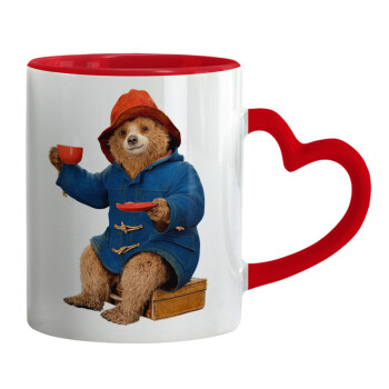 Αρκουδάκι Πάντινγκτον, Mug heart red handle, ceramic, 330ml