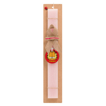 Garfield, Easter Set, wooden keychain & scented flat Easter candle (30cm) (PINK)