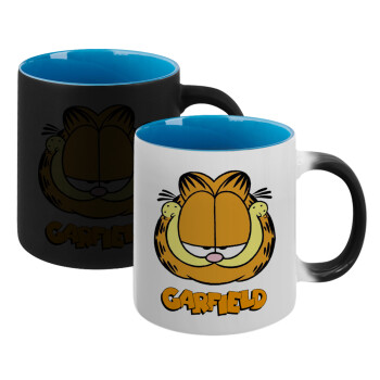 Garfield, Κούπα Μαγική εσωτερικό μπλε, κεραμική 330ml που αλλάζει χρώμα με το ζεστό ρόφημα