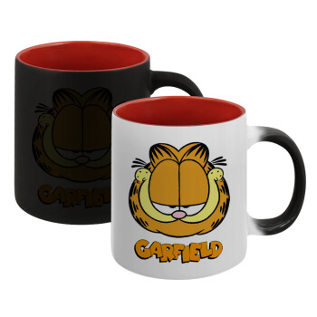 Garfield, Κούπα Μαγική εσωτερικό κόκκινο, κεραμική, 330ml που αλλάζει χρώμα με το ζεστό ρόφημα