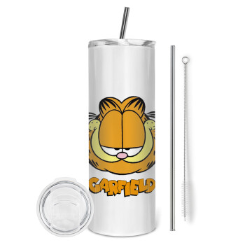 Garfield, Eco friendly stainless steel tumbler 600ml, with metal straw & cleaning brush