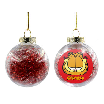 Garfield, Transparent Christmas tree ball ornament with red filling 8cm