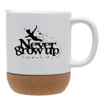 Peter pan, Never Grow UP, Ceramic coffee mug Cork (MAT), 330ml (1pcs)