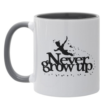 Peter pan, Never Grow UP, Mug colored grey, ceramic, 330ml