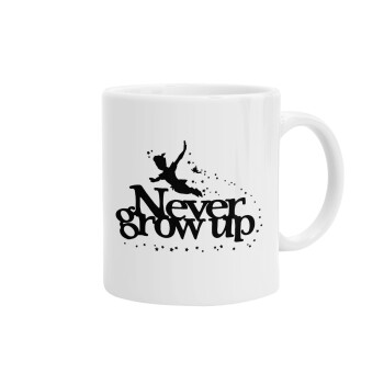 Peter pan, Never Grow UP, Ceramic coffee mug, 330ml (1pcs)