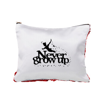 Peter pan, Never Grow UP, Red sequin cosmetic bag