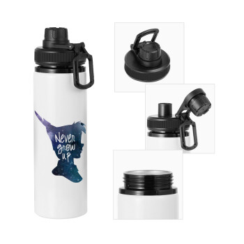 Never Grow UP, Metal water bottle with safety cap, aluminum 850ml