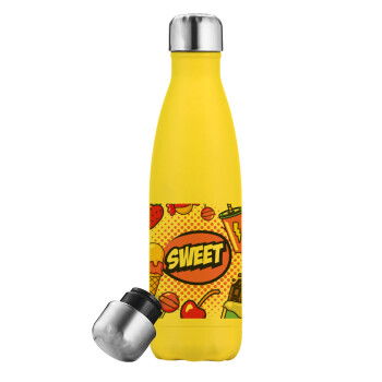 SWEET, Yellow Stainless Steel Metallic Thermos, double-walled, 500ml