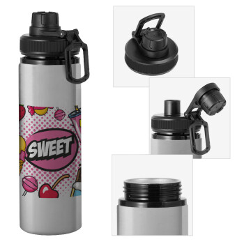 SWEET, Metallic water bottle with safety cap, 850ml aluminum