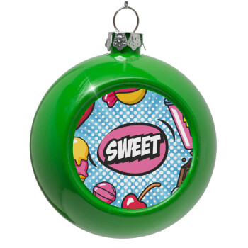 SWEET, Green Christmas tree ornament bauble 8cm