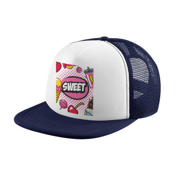 SWEET, Children's Soft Trucker Cap with Dark Blue/White Mesh (POLYESTER, CHILDREN, ONE SIZE)