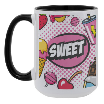 SWEET, Κούπα Mega 15oz, κεραμική Μαύρη, 450ml