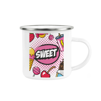 SWEET, Metallic enamel cup white 360ml