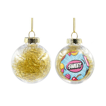 SWEET, Transparent Christmas tree ball ornament with gold filling 8cm