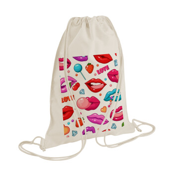 LIPS, Backpack bag GYMBAG natural (28x40cm)