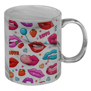 LIPS, Mug ceramic marble style, 330ml