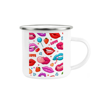 LIPS, Metallic enamel cup white 360ml