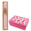 Easter Set, children's snack container PINK & scented flat Easter candle (30cm) (PINK)