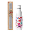 Easter Set, metallic stainless thermos bottle (500ml) & scented flat Easter candle (30cm) (GRAY)