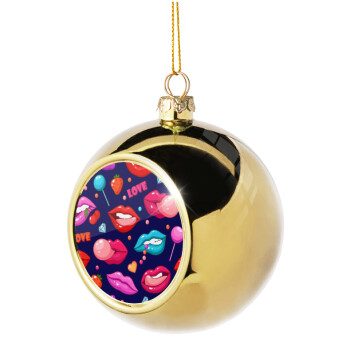 LIPS, Golden Christmas tree ball ornament 8cm