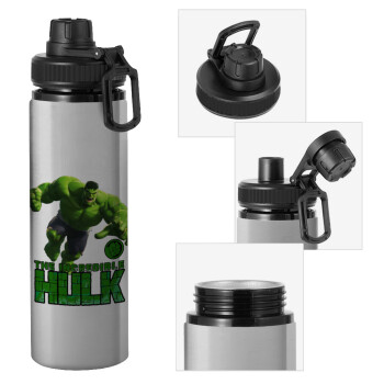 Hulk, Metallic water bottle with safety cap, 850ml aluminum