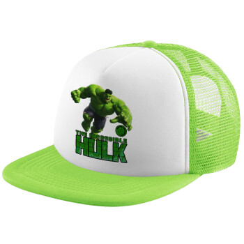 Hulk, Καπέλο παιδικό Soft Trucker με Δίχτυ ΠΡΑΣΙΝΟ/ΛΕΥΚΟ (POLYESTER, ΠΑΙΔΙΚΟ, ONE SIZE)