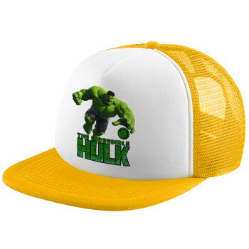 Hulk, Καπέλο Ενηλίκων Soft Trucker με Δίχτυ Κίτρινο/White (POLYESTER, ΕΝΗΛΙΚΩΝ, UNISEX, ONE SIZE)