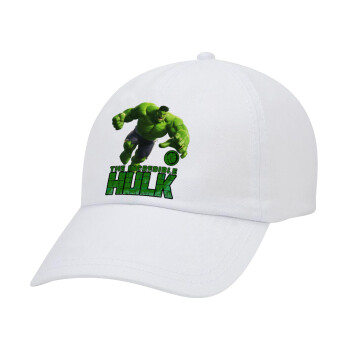 Hulk, Adult Baseball Cap White 5-panel (POLYESTER, ADULT, UNISEX, ONE SIZE)