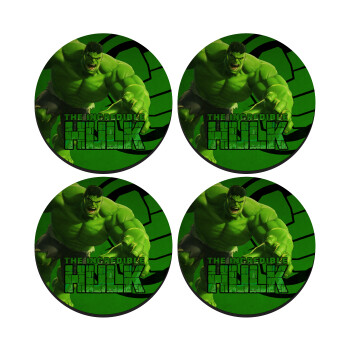 Hulk, SET of 4 round wooden coasters (9cm)