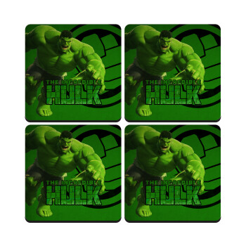 Hulk, ΣΕΤ 4 Σουβέρ ξύλινα τετράγωνα (9cm)