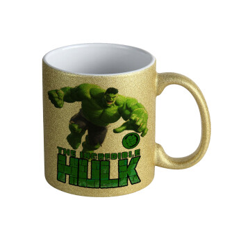 Hulk, Κούπα Χρυσή Glitter που γυαλίζει, κεραμική, 330ml