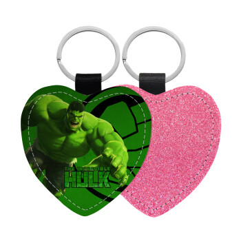 Hulk, Μπρελόκ PU δερμάτινο glitter καρδιά ΡΟΖ