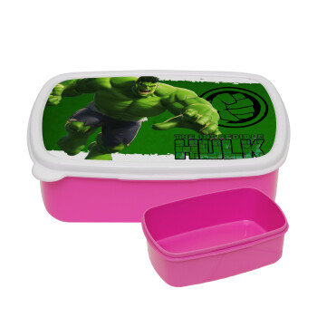 Hulk, ΡΟΖ παιδικό δοχείο φαγητού (lunchbox) πλαστικό (BPA-FREE) Lunch Βox M18 x Π13 x Υ6cm