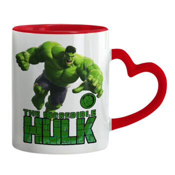 Hulk, Κούπα καρδιά χερούλι κόκκινη, κεραμική, 330ml
