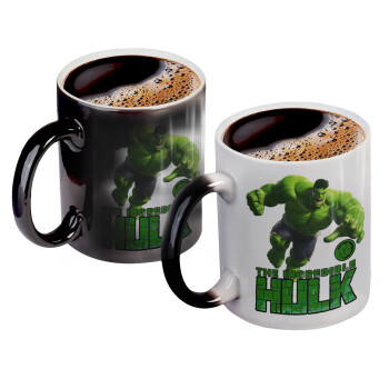 Hulk, Color changing magic Mug, ceramic, 330ml when adding hot liquid inside, the black colour desappears (1 pcs)