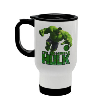 Hulk, Stainless steel travel mug with lid, double wall white 450ml