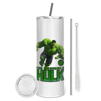Hulk, Eco friendly stainless steel tumbler 600ml, with metal straw & cleaning brush