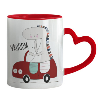 Βρουμ βρουμ, Mug heart red handle, ceramic, 330ml