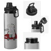 Metallic water bottle with safety cap, 850ml aluminum